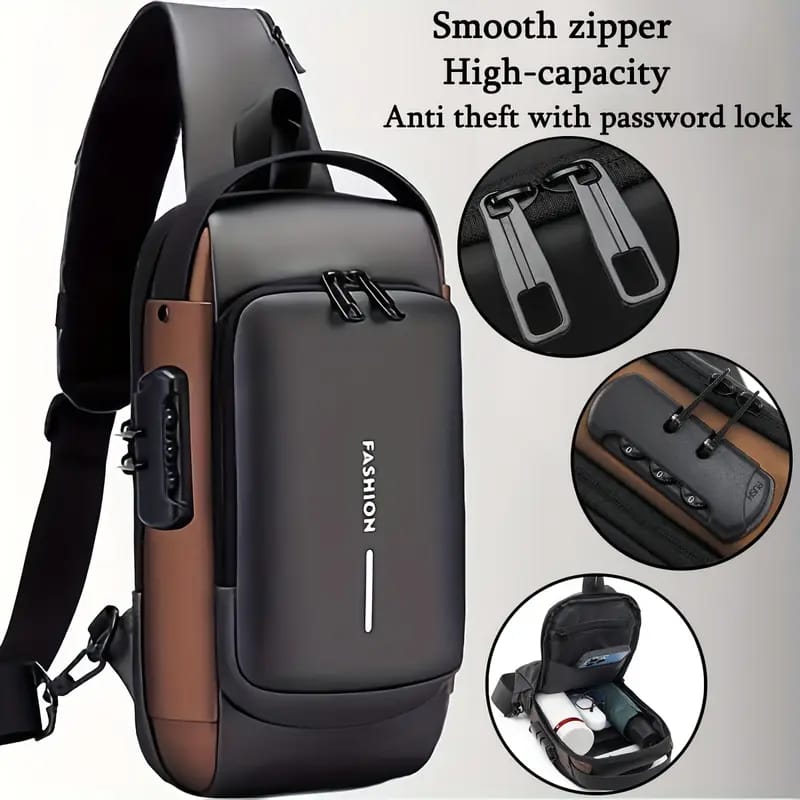 Fashion Men Sling Bag Pack with Lock